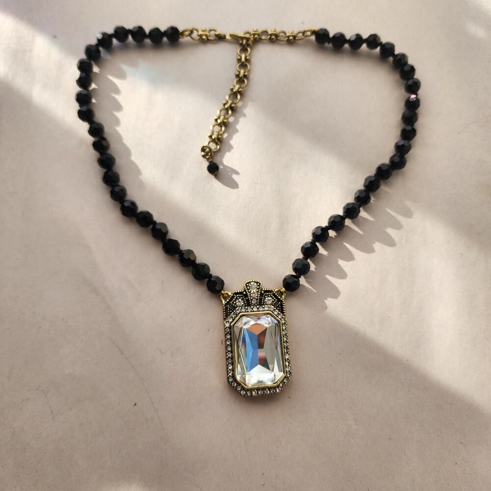 Heidi Daus Necklace Swarovski Crystal Black White New Statement Royal - Picture 2 of 9